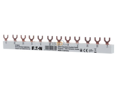 Front view Eaton EVG-4PHAS/12MODUL Phase busbar 4-p 10mm 210mm 
