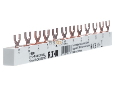View on the left Eaton EVG-4PHAS/12MODUL Phase busbar 4-p 10mm 210mm 
