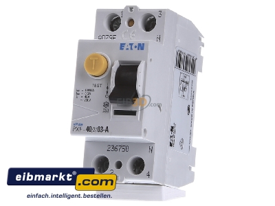 Front view Eaton (Installation) PXF-40/2/03-A Residual current breaker 2-p 40/0,3A 
