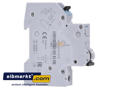 Ansicht links Siemens Indus.Sector 5SJ6116-6KS LS-Schalter B16A 1pol. T=70 6kA 