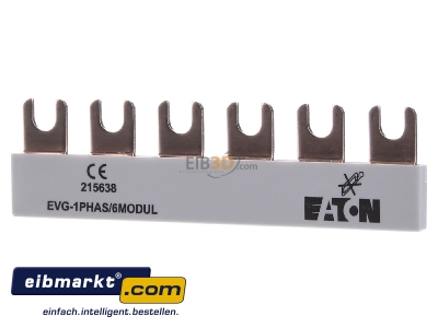 Front view Eaton (Installation) EVG-1PHAS/6MODUL Phase busbar 1-p 10mmÂ² 106,8mm

