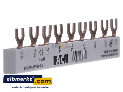 View on the left Eaton (Installation) EVG-3PHAS/9MODUL Phase busbar 3-p 10mm 157mm
