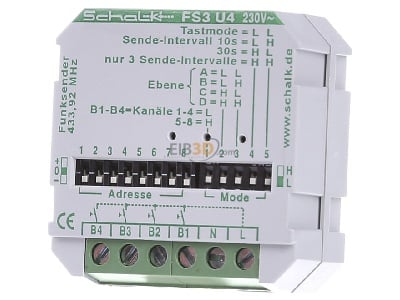 Frontansicht Schalk FS3 U4 230VAC Funk-Sender UP 4-Kanal 