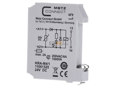 View on the right Metz KRA-M4/1 24DC Switching relay DC 24V 6A 
