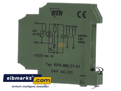 View on the right Metz Connect KRA-M8/21-21 24AC/DC Switching relay AC 24V DC 24V 1,5A
