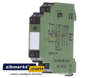 Front view Metz Connect KRA-M8/21-21 12AC/DC Switching relay AC 12V DC 12V 1,5A 
