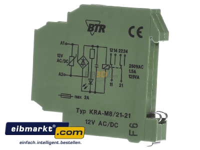 View on the right Metz Connect KRA-M8/21-21 12AC/DC Switching relay AC 12V DC 12V 1,5A 
