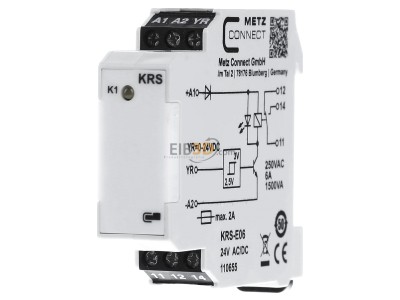 Front view Metz KRS-E06 24ACDC Hand Switching relay AC 24V DC 24V 6A 
