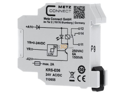 View on the right Metz KRS-E06 24ACDC Hand Switching relay AC 24V DC 24V 6A 
