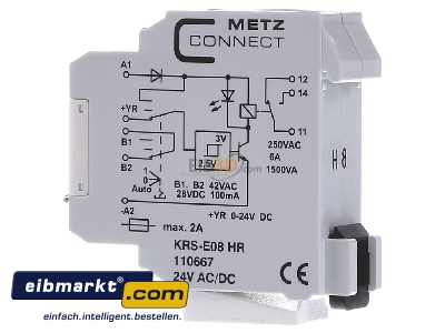 Ansicht rechts Metz Connect 110667 Schnittstellenmodul 1W KRS-E08 HR 24ACDC