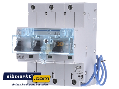 Front view Hager HTN340E Selective mains circuit breaker 3-p 40A - 
