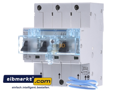 Front view Hager HTN316E Selective mains circuit breaker 3-p 16A 

