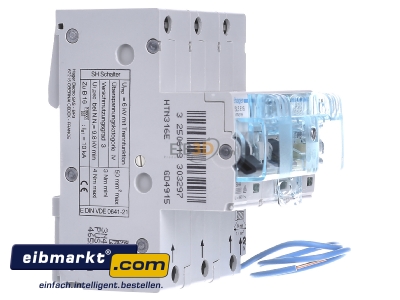 View on the left Hager HTN316E Selective mains circuit breaker 3-p 16A 
