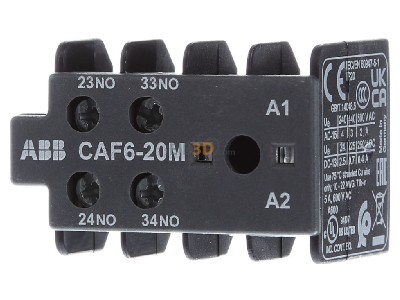 Front view ABB CAF6-20M Auxiliary contact block 2 NO/0 NC 
