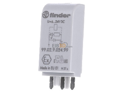 Frontansicht Finder 99.02.9.024.99 LED gn + Diode 6.. 24VDC f.Fas. 95.03/05 