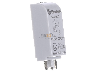 Ansicht links Finder 99.02.9.024.99 LED gn + Diode 6.. 24VDC f.Fas. 95.03/05 