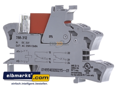 Frontansicht WAGO Kontakttechnik 788-312 Stecksockel m.Relais 2W,24VDC 2x8A 