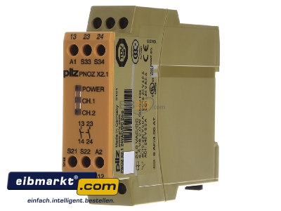 Front view Pilz PNOZ X2.1 #774306 Safety relay 24V AC/DC EN954-1 Cat 4
