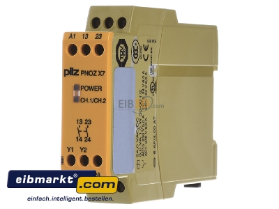 Front view Pilz PNOZ X7 #774059 Safety relay 24V AC EN954-1 Cat 2 - PNOZ X7 774059
