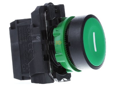 View on the left Schneider Electric XB5AA3311 Complete push button green 
