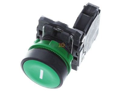 View up front Schneider Electric XB5AA3311 Complete push button green 
