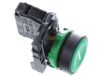 View top left Schneider Electric XB5AA3311 Complete push button green 
