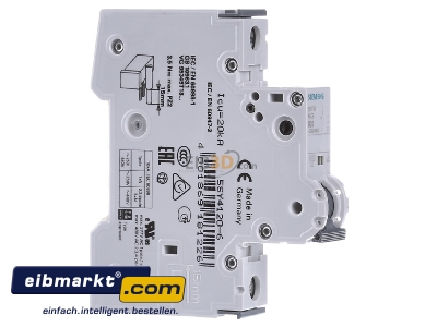 Ansicht links Siemens Indus.Sector 5SY4120-6 LS-Schalter B20A,1pol,T=70,10kA 