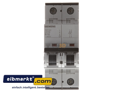 Frontansicht LS-Schalter B10A,2pol,T=70,10kA 5SY4210-6 Siemens Indus.Sector 5SY4210-6