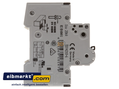 Ansicht links LS-Schalter B10A,2pol,T=70,10kA 5SY4210-6 Siemens Indus.Sector 5SY4210-6