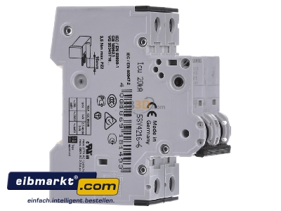 Ansicht links Siemens Indus.Sector 5SY4216-6 LS-Schalter B16A,2pol,T=70,10kA 