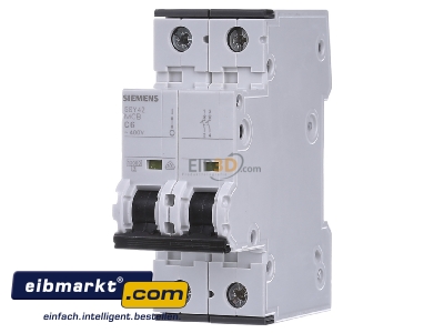 Frontansicht Siemens Indus.Sector 5SY4206-7 LS-Schalter C6A,2pol,T=70,10kA 