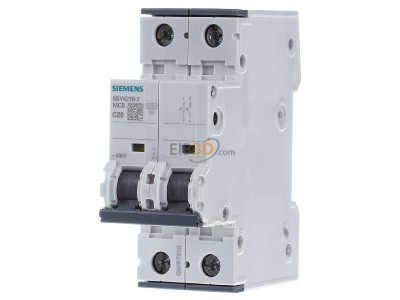 Frontansicht Siemens 5SY4220-7 LS-Schalter C20A,2pol,T=70,10kA 