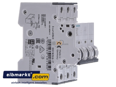 Ansicht links Siemens Indus.Sector 5SY4316-7 LS-Schalter 16A C 3p. 10kA 