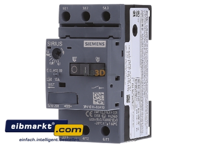 Front view Siemens Indus.Sector 3RV10110JA10 Motor protective circuit-breaker 1A
