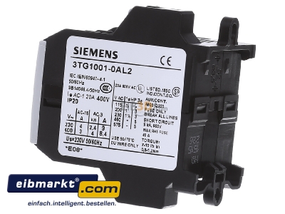 View on the right Siemens Indus.Sector 3TG1001-0AL2 Magnet contactor 8,4A 230VAC 0VDC - 

