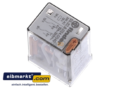 Ansicht oben links Finder 553280240040 Rel. Verssp. 24VAC 2W 10A f.Fas. 94.04/84/44 55.32.8.024.0040