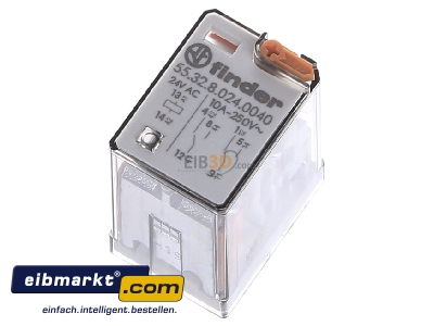 Ansicht oben hinten Finder 553280240040 Rel. Verssp. 24VAC 2W 10A f.Fas. 94.04/84/44 55.32.8.024.0040
