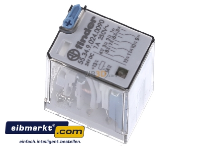 Ansicht oben rechts Finder 55.34.9.024.0090 Rel.LED+Freil. 24VDC 4W 7A f.Fas. 94.04/84/44 