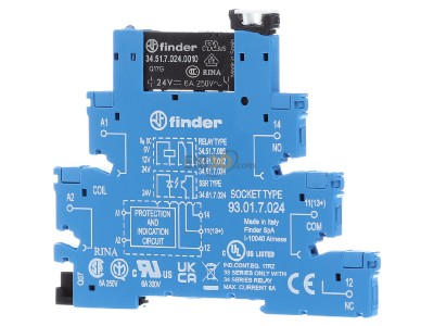 Front view Finder 38.51.7.024.0050 Switching relay DC 24V 6A 
