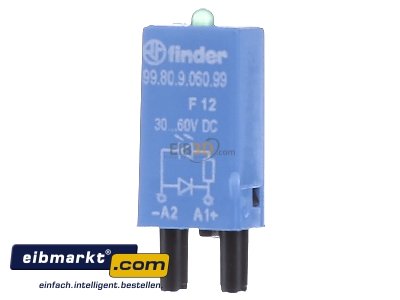 Frontansicht Finder 99.80.9.060.99 LED gn + Diode 28..60VDC f.Fas. 94.82/83/84 