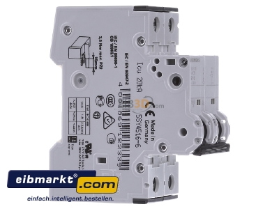 Ansicht links Siemens Indus.Sector 5SY4516-6 LS-Schalter 10KA,1+N-p.,B,16A 
