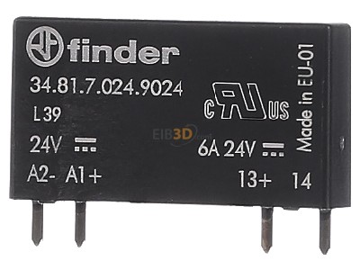 Frontansicht Finder 34.81.7.024.9024 SSR-Relais 24VDC 16..30V 7mA 