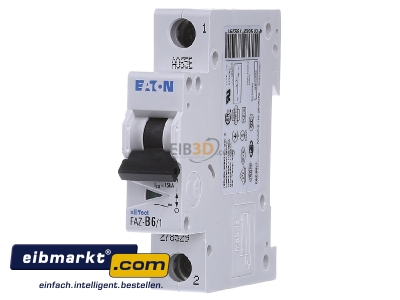 Front view Eaton (Moeller) FAZ-B6/1 Miniature circuit breaker 1-p B6A - 

