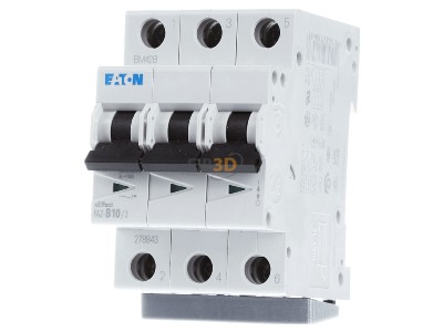 Front view Eaton FAZ-B10/3 Miniature circuit breaker 3-p B10A 
