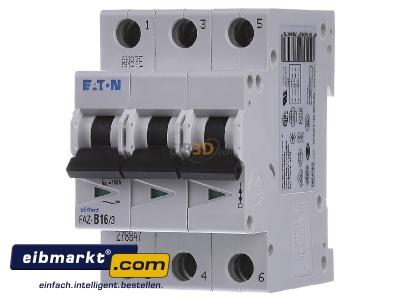 Frontansicht Eaton (Moeller) FAZ-B16/3 Leitungsschutzschalter B 16A, 3p 