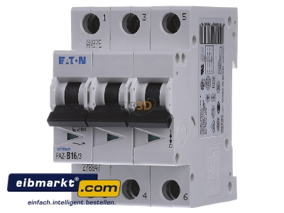 Front view Eaton (Moeller) FAZ-B16/3 Miniature circuit breaker 3-p B16A
