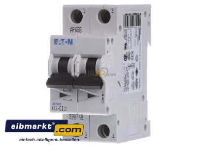 Front view Eaton (Moeller) 278748 Miniature circuit breaker 2-p C2A
