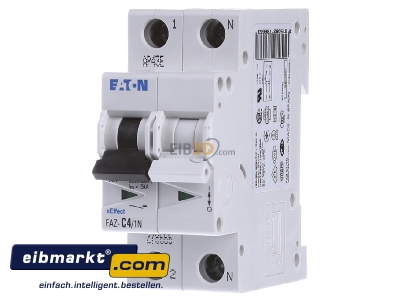 Front view Eaton (Moeller) FAZ-C4/1N Miniature circuit breaker 2-p C4A
