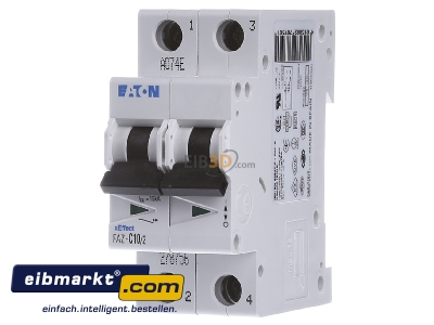 Front view Eaton (Moeller) FAZ-C10/2 Miniature circuit breaker 2-p C10A - 
