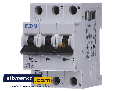 Front view Eaton (Moeller) FAZ-C10/3 Miniature circuit breaker 3-p C10A
